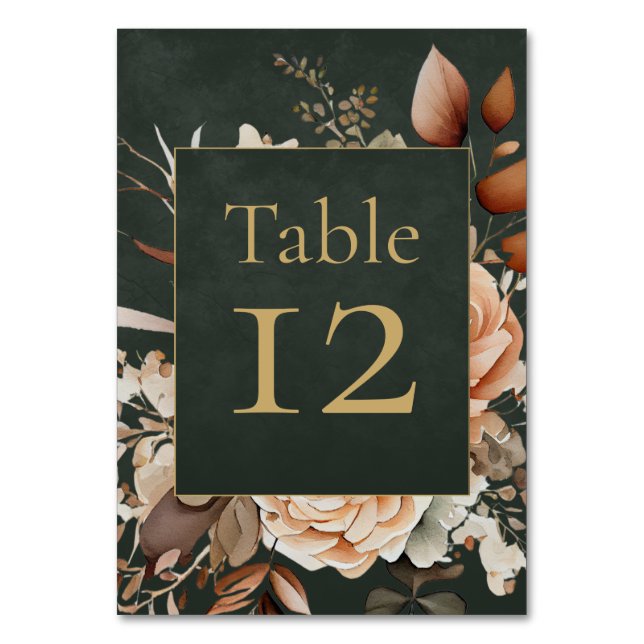 Forest Witch Green Floral Table Number Card Bordsnummer (Framsidan)