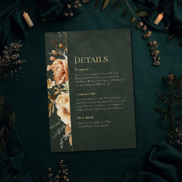 Forest Witch Green Floral Wedding Details Card Inbjudningar