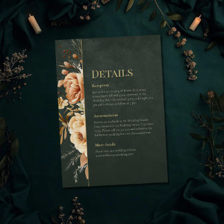 Forest Witch Green Floral Wedding Details Card Inbjudningar