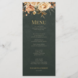 Forest Witch Green Floral Wedding Menu Card Meny