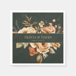 Forest Witch Green Floral Wedding Napkins Pappersservett