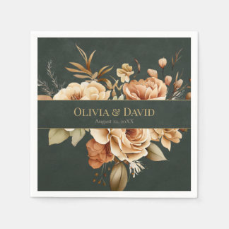 Forest Witch Green Floral Wedding Napkins Pappersservett