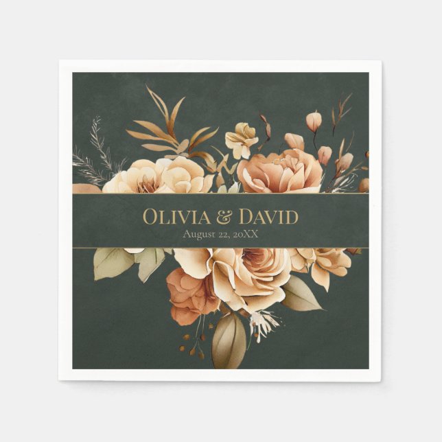 Forest Witch Green Floral Wedding Napkins Pappersservett (Framsidan)