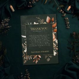 Forest Witch Green Floral Wedding Thank You Card Tack Kort