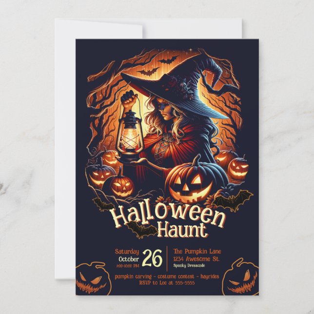 Forest Witch Halloween Inbjudningar (Framsida)