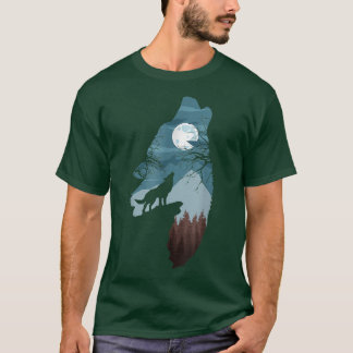 Forest with FullMoon and Howling Wolfvarg hund T Shirt