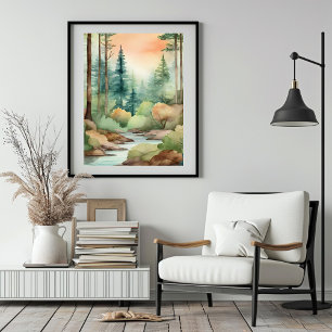 Forest Wonderland in Watercolor Poster