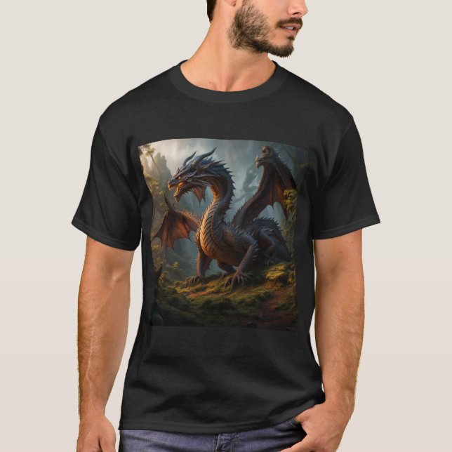 Forest Wood Dragon Art T Shirt (Framsida)
