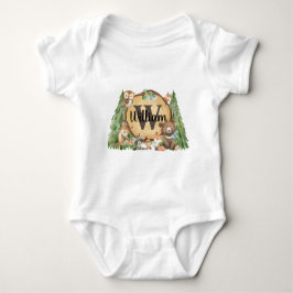 Forest Woodland Animal Monogram Pojke T Shirt