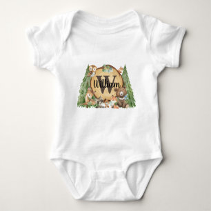 Forest Woodland Animal Monogram Pojke T Shirt