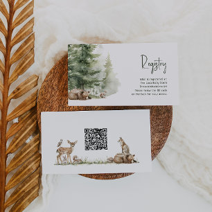 Forest Woodland Animals Baby Registry QR Code Tilläggskort