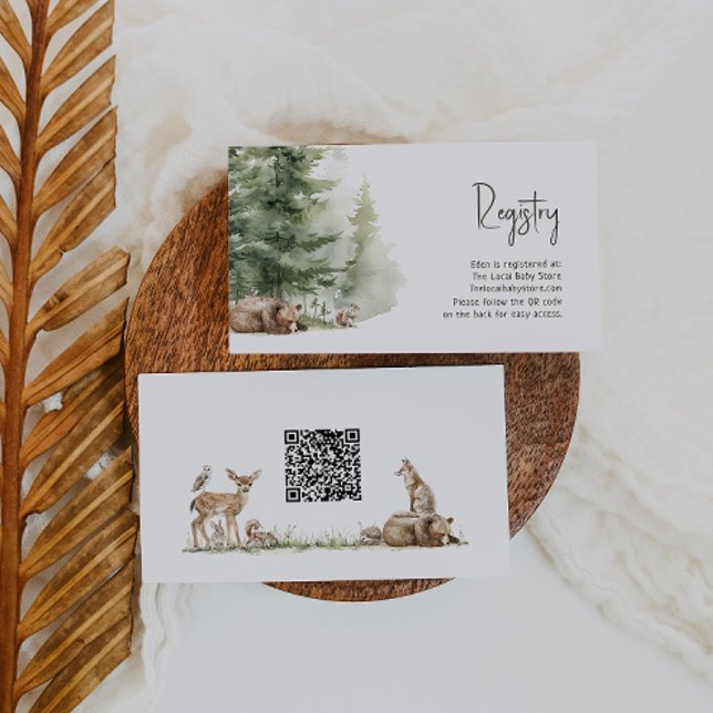 Forest Woodland Animals Baby Registry QR Code Tilläggskort (Skapare uppladdad)