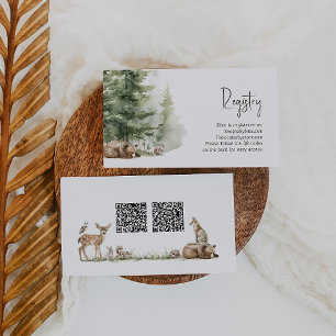 Forest Woodland Animals Baby Registry QR Codes Tilläggskort