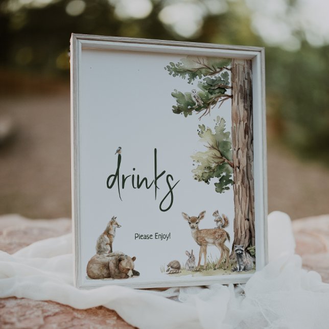Forest Woodland Animals Baby Shower Drinks Sign Poster (Skapare uppladdad)