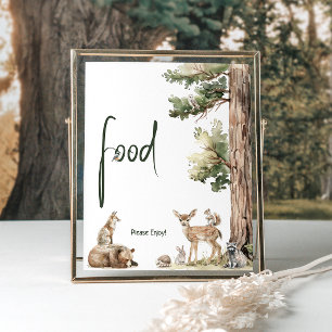 Forest Woodland Animals Baby Shower Food Sign Poster