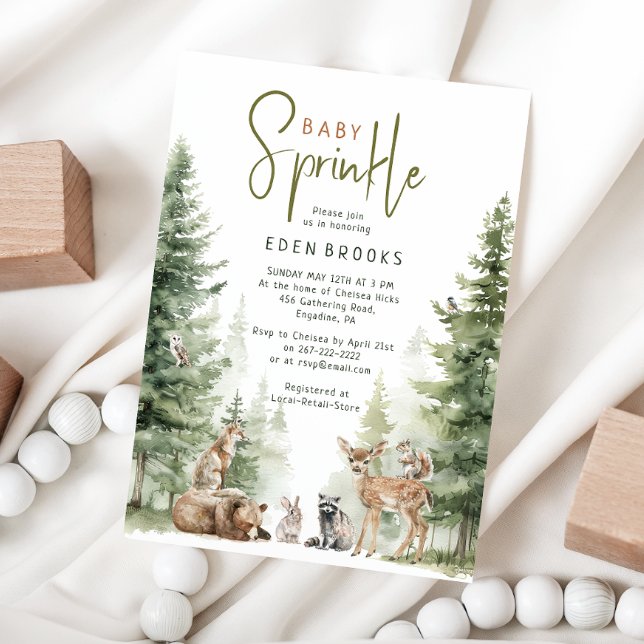 Forest Woodland Animals Baby Sprinkle-inbjudan Inbjudningar (Skapare uppladdad)
