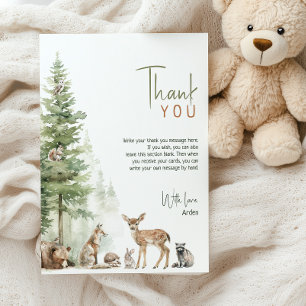 Forest Woodland Animals Flat Lodrät Birthday Tack Kort