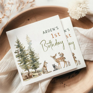 Forest Woodland Animals Födelsedagsfest Napkins Pappersservett