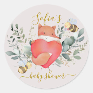 Forest Woodland Animals Rustic Boho Baby Shower Runt Klistermärke
