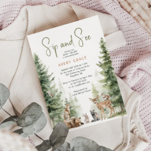 Forest Woodland Animals Sip and See Inbjudningar