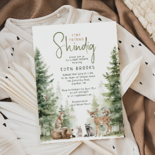 Forest Woodland Animals Tiny Friend Shindig Inbjudningar