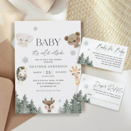 Forest Woodland Baby Det är Kall utanför babyskabu Inbjudningar