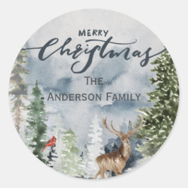 Forest Woodland God jul Family Namn Runt Klistermärke