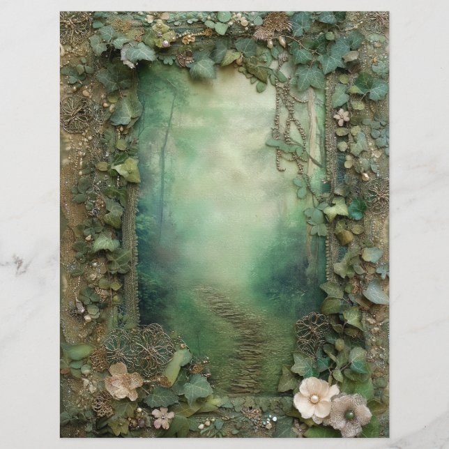 Forest Woodland Junk Journal Scrapbook Paper (Framsida)