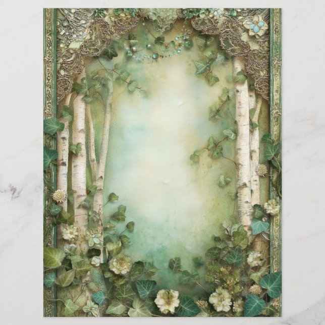 Forest Woodland Junk Journal Scrapbook Paper (Framsida)