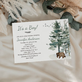 Forest Woodland Land Bear Boy Shower Inbjudningar
