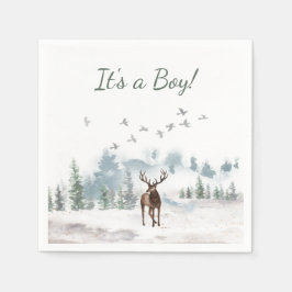 Forest Woodland Land Hjort Boy Baby Shower Pappersservett