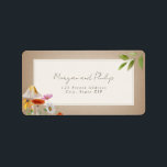 Forest Woodland Mushroom Cardstock Bröllop Adressetikett<br><div class="desc">Tema för skogar i bröllop med illustrationer av svampar,  vilda blommor och botaniskt grönt med namn och adress inuti rektangeln</div>