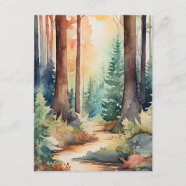 Forest Woodsy in Watercolor Vykort