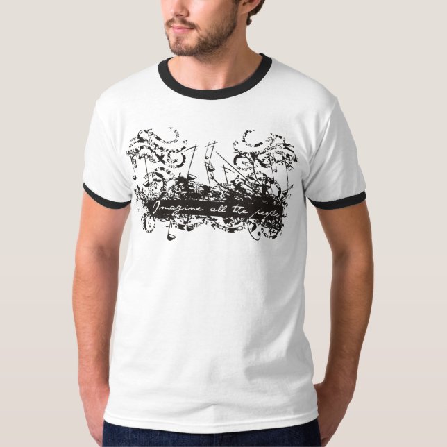 Föreställ alla folk musikutslagsplats t shirt (Framsida)