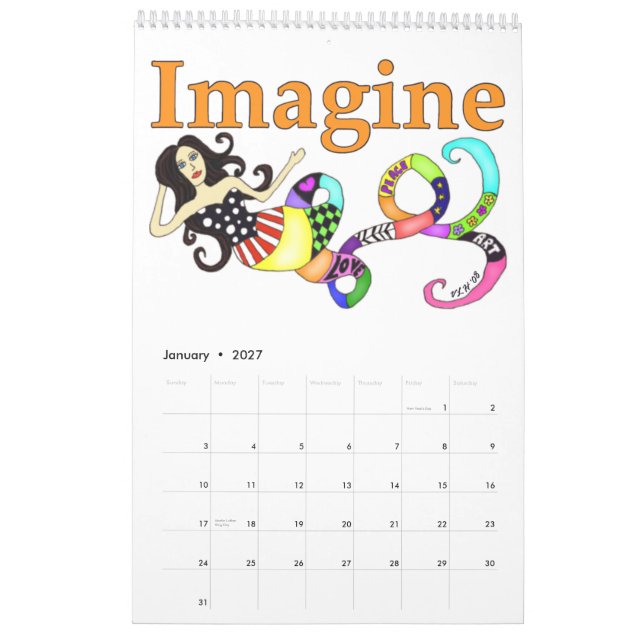 Föreställ den sjöjungfru- & för vänner 2012 kalender (Jan 2027)