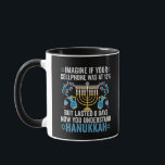 Föreställ dig att din cellMobila låg på 10% men va Mugg<br><div class="desc">chanukah, menorah, hanukkah, dreidel, jewant, gift, helgdag, religion, julmas</div>