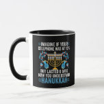 Föreställ dig att din cellMobila låg på 10% men va Mugg<br><div class="desc">chanukah, menorah, hanukkah, dreidel, jewant, gift, helgdag, religion, julmas</div>