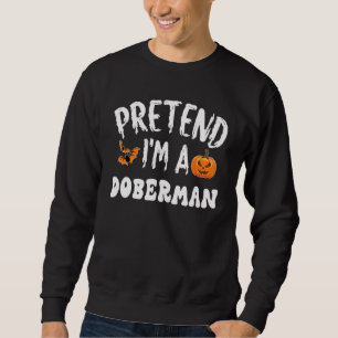 Föreställ dig att jag är en dobermann Halloween-ko Lång Ärmad Tröja