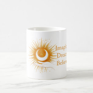 Föreställ Dröm Tro Guld Orange Sol Hand Kaffemugg