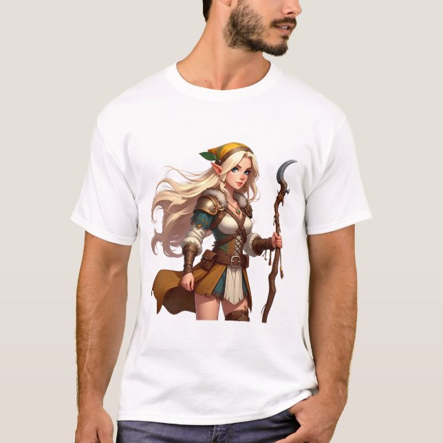 Forestblade Elven Druid Adventurer T Shirt (Framsida)