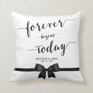 Forester Black and White Bröllop Pillows Black Bow Kudde