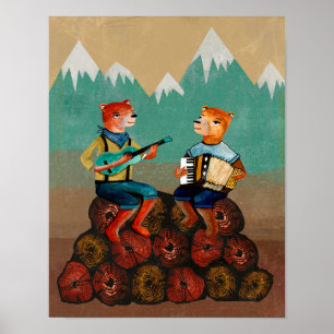 Foresters - två björnar spelar musik poster