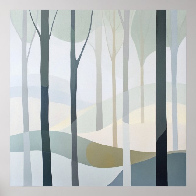 Forêt abstraite dans la brume 🌲🌫️ poster (Framsidan)