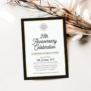 FÖRETAG: ANNIVERSARY modern business Black guld Inbjudningar