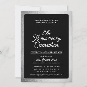 FÖRETAG: ANNIVERSARY modern business Black silver Inbjudningar