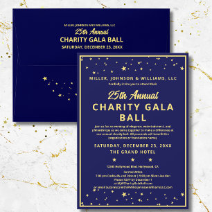 Företag Charity Gala Boll Elegant Blue Guld Anpass Inbjudningar