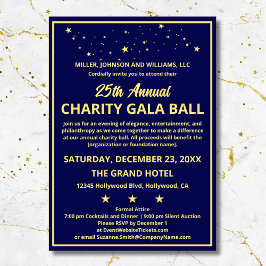 Företag Charity Gala Boll Elegant Blue Guld Anpass Inbjudningar