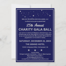 Företag Charity Gala Boll Elegant Blue Silver Inbjudningar