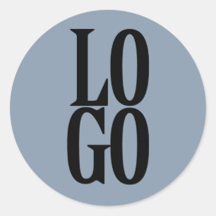 Företag eller affärssydd logotyp i dammig blå färg runt klistermärke
