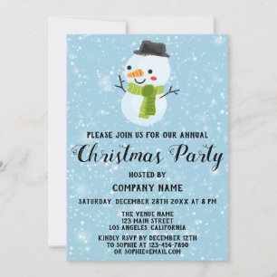 Företag Helgdag jul Party White Snögubbe Blue Inbjudningar